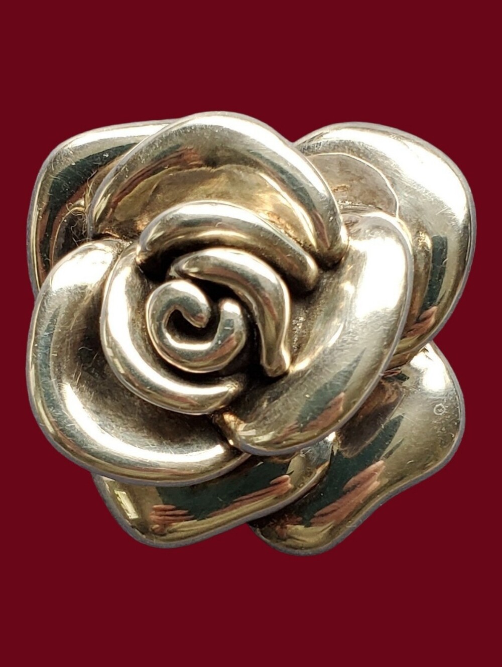 Vintage 925 Sterling Puffy Rose Brooch Pendant Convertible Statement 15.73g